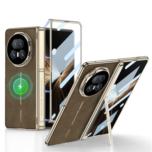 Protéger la charnière du Honor Magic V5 : coque robuste marron avec écran en verre intégré