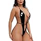 ROSVAJFY Sexy Body aus Leder für Damen, Dessous, Lackleder, Bodysuit, Neckholder, mit tiefem V-Ausschnitt, Teddy Minikleid, Clubwear, rückenfrei, Unterwäsche mit Schnürung, S-XL, Schwarz