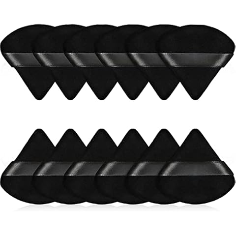 12 Pieces Powder Puff Triangle Powder Puff Soft Makeup Powder Puffs Reusable Powder Puff Triangle Dry Wet Velour Puff for Loose Powder Daily Makeup Foundation Cream Blush (Black) Cover