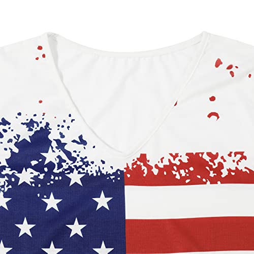 Egelexy America Flag T Shirt Women 4Th Of July Star Stripe Patriotic Shirt Casual Short Sleeve Holiday Tops Tee #TOP4