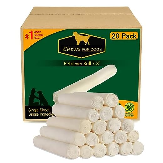 Premium Chews for Dogs Retriever Roll 7-8 Inches Extra Thick (20 Pack)