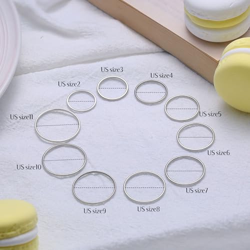 FINREZIO 10PCS Women's 1MM Stainless Steel Plain Band Knuckle Stacking Rings Fashion Thin Midi Rings Comfort Fit Size 2-113
