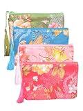 Baitaihem Jewelry Silk Purse Pouch Chinese Silk Style Pouch Gift Case Zipper Brocade Embroidered Bag 4 Pack