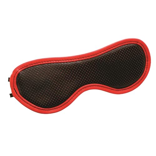 Image of Adam & Eve Scarlet Couture Obey Me Blindfold, Soft Padded Eye Mask with Satin Lining, Dual Elastic Straps for Secure Fit, Vegan Leather with Red Trim, Sensory Deprivation for Bondage and Couples Play