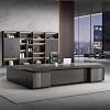 102" Brown Large Modern Executive Office Desk, Wood Computer Desk with File Drawers Study Writing Table Business Workstation for CEO or Home