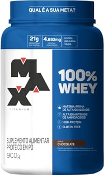 100% Whey Protein Max Titanium | High Protein | Auxilio na Formação de Músculos | Alta Quantidade de Aminoácidos (Chocolate, 900g)