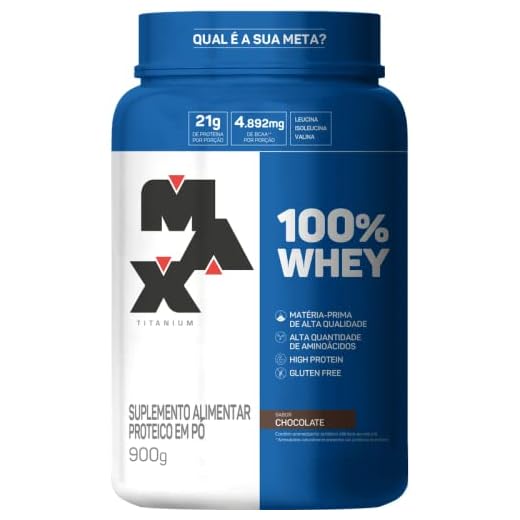 100% Whey Protein Max Titanium | High Protein | Auxilio na Formação de Músculos | Alta Quantidade de Aminoácidos (Chocolate, 900g)
