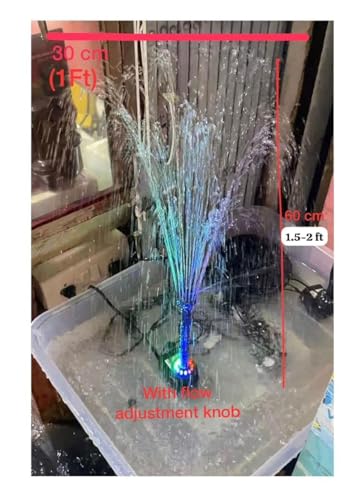 Image of FLOJOY Asian Pumps Beautiful 3 Effects Small Fountain Pump With 1 Mushroom&2 Blossom Nozzle Kit 10W 12Led Ac (220V) Color Changing Light With Adjustable Flow 400L /Hr