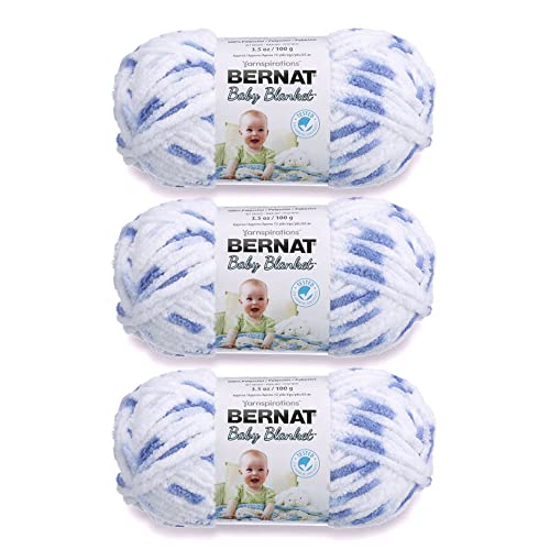 Image of Bernat Baby Blanket Yarn for Crocheting Soft, Denim Print, 3-Pack