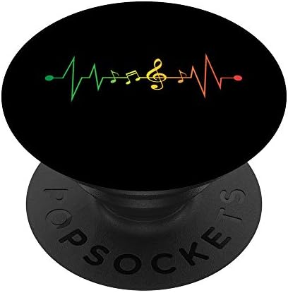 Funny Reggae Music Notes Heartbeat EKG Rasta Gift Men Women PopSockets PopGrip: Swappable Grip for Phones & Tablets