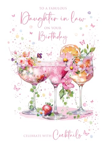 Cherry Orchard Fabulous Daughter in Law Birthday Card - Pretty Birthday Cocktails floral design from Beautiful Foil Finish