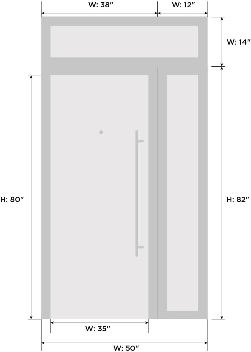 VDOMDOORS Front Exterior Prehung Metal-Plastic Door Frosted Glass | Manux 8113 White Silk | Side, Top Sidelite Transom | Residential Doors Entrance Patio Garage 44 x 94 (W32+12 x H80+14) Right-Inswing