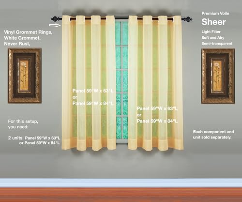 Image of Today's Curtain, Emelia Grommet Sheer Panel 63 inch Gold, 59 inch W x 63 inch L