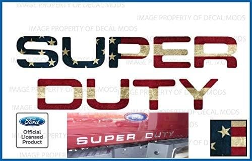 Decal Mods Insertos de letras para portón trasero 2008-2016 (calcomanías finas) de repuesto para Ford F250 F350 F450 Super Duty (2008-2016) Bandera