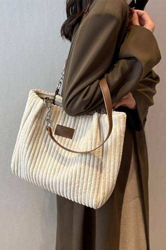 Ulisty Women Corduroy Tote Bag - Casual Shoulder Bag for Daily Shopping & Fashion3