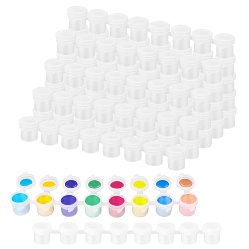 Image of 1600 Pieces 0.1oz Empty Paint Pot, 200 Strips Mini Empty Paint Pot with Lids for for art, outdoor sketching, and art festivals Art Festivals(3 ml)