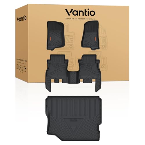 Image of Floor Mats for 2018-2026 Jeep Wrangler JL 4-Door W /O Subwoofer, Custom Fit TPE All Weather Car Mats, Waterproof Anti-Slip Full Set with Cargo Liner (NOT for JK / 2-Door /PHEV)