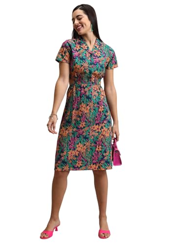 Image of Tokyo Talkies Women's Short Sleeves Open Collar Printed Dresses | Stylish Dresses | Casual Dresses