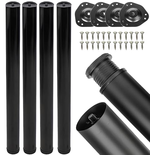 STOLMET 4X Tischbeine Höhenverstellbar Metall Schreibtischbeine 710 mm Schwarz