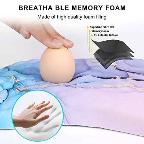 Icasso Ergonomic Mouse Pad Wrist Support, Wrist Rest, Comfortable Computer Gel Mouse Pad For Laptop, Memory Foam,Pain Relief Mousepad With Non-Slip Pu Base For Office Home (Purple Soft) #TOP3