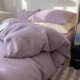 Juego De Sabanas Verano Sábanas Cama Algodon 4 Piezas Funda Nórdica Y Funda De Almohada De Algodón De 40 Hilos Suave Cómoda Transpirable Lavable A Máquina (1.2m,Purple)