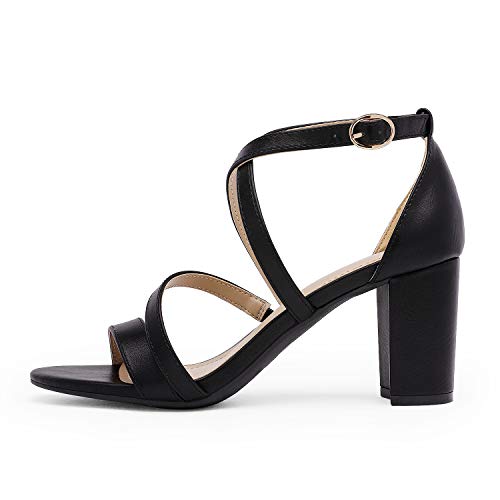 Image of DREAM PAIRS Women's Block Chunky Heels Sandals Open Toe Ankle Strappy Comfortable Dressy Sandals for Bridal Wedding Prom Party with Adjustable Cross Strap