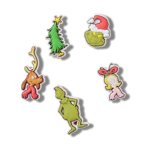 Crocs Jibbitz Seasonal & Christmas Holiday Shoe Charm Packs The Grinch 5-Pack