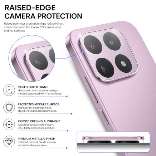 Image of FIRST MART Pink Camera Ring Guard Protector for Xiaomi 17T | Tempered Glass with Metal Alloy Rings, HD Clear, Scratch Resistant, Case-Friendly | Pack of 1