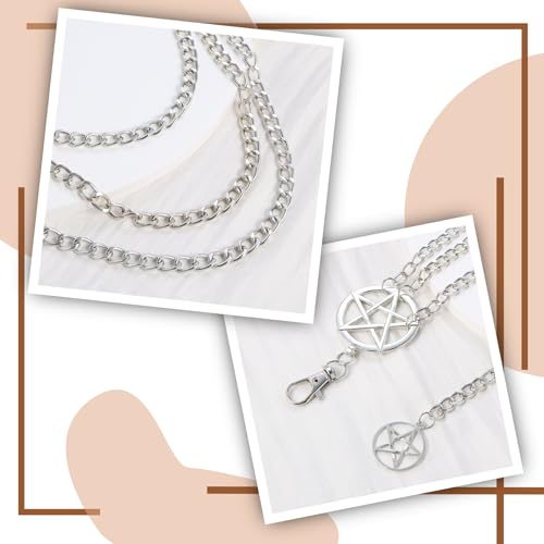 Milakoo Multi-layered Waist Chain for Women Pentagram Star Pendant Y2K Fashion Chains Link Belt3