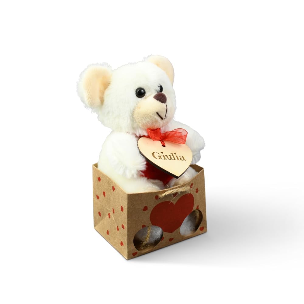 Peluche San Valentino - Orsetto personalizzato con nome e dedica - Pupazzo I Love You - Idea Regalo per lei e per lui