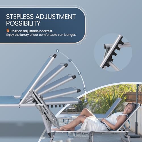 Aluminium Sonnenliege Homecall Folding Sun Lounger mit Textilene-Gewebe