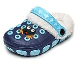  CELANDA Invierno Zuecos para Niños Pelusa Forro Pantuflas Niña Cálido Antideslizante Zapatos de Jardín Zapatillas de Estar por casa