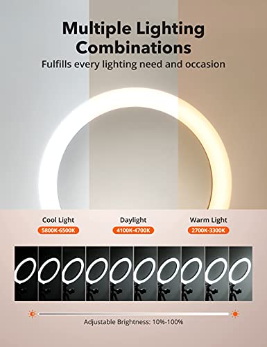 12" Ring Light, Selfie Ring Light With 3 Color Modes, Adjustable Brightness, Extendable Tripod Stand, 2 Phone Holders, Bluetooth Remote Shutter For Photography/Makeup/Vlogs/Live Stream/Youtube… #TOP1