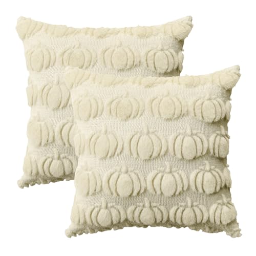 AVOIN colorlife Fall Pumpkin Beige Throw Pillow Covers, 18 x 18 Inch...