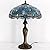 WERFACTORY Tiffany Lamp Sea Blue Stained Glass Bedside Table Lamp Dragonfly Style Desk Reading Light Metal Base 16X16X24 Inches Decor Bedroom Living Room Home Office S147 Series