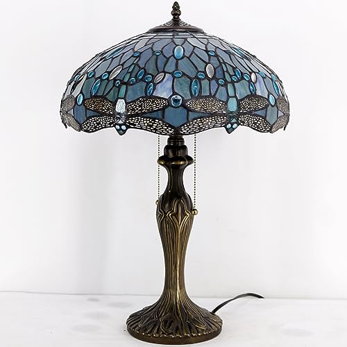 Image of WERFACTORY Tiffany Lamp Stained Glass Bedside Table Lamp Desk Reading Light