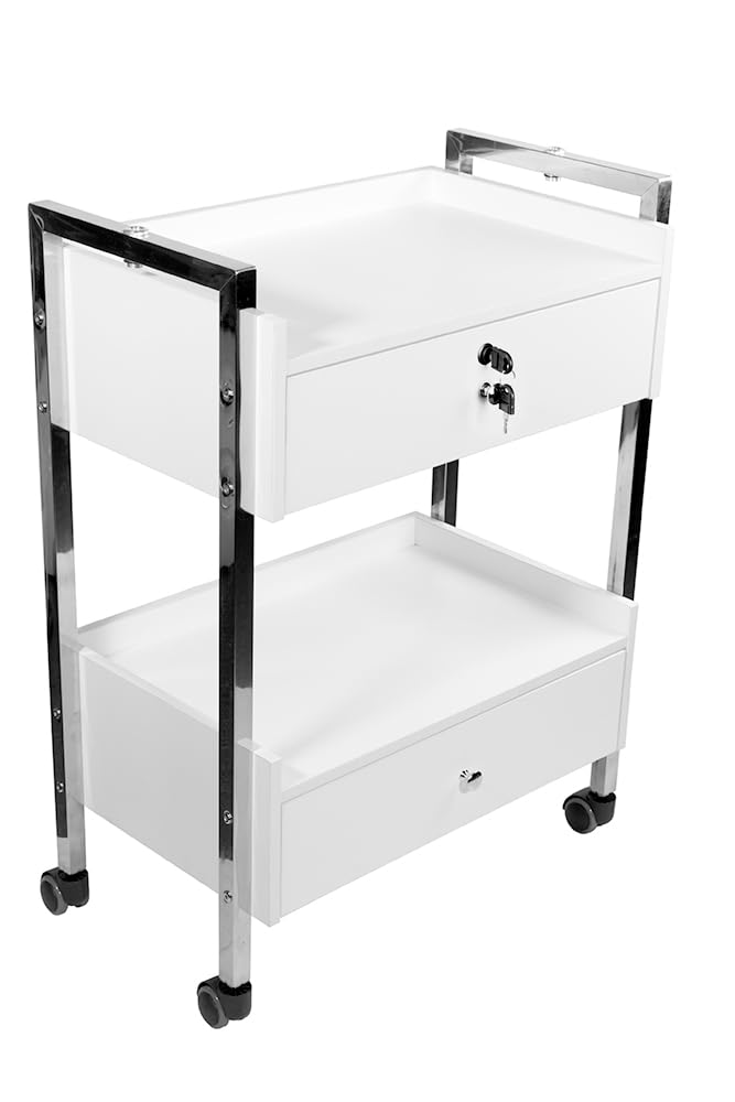 Supreme Medical Dental Mobile Utility Cabinet with Steel Frame and Two Drawer With One lockable Drawer cart