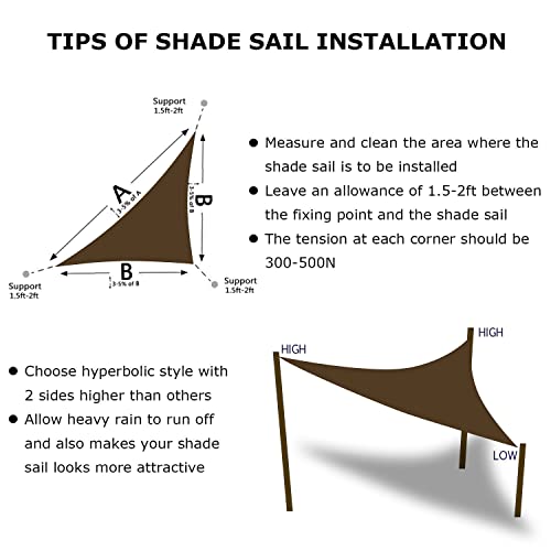 Image of KANAGAWA 12'x12'x17' Sun Shade Sail Brown Curved Triangle