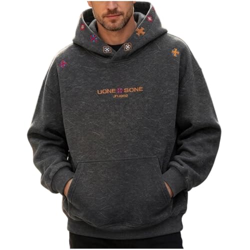 Mens Pullover Hoodie Kangaroo Pocket Decorative Hood Accents Casual Travel - image 1