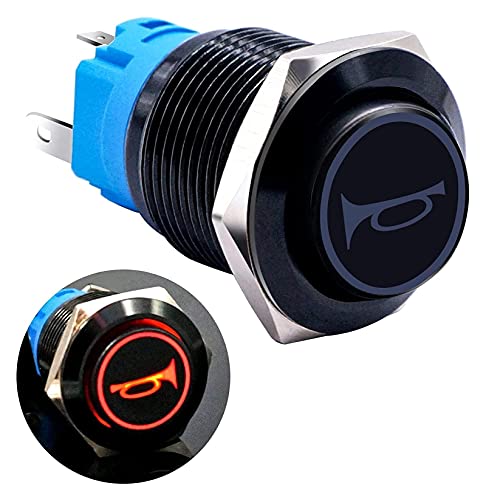 Interrupteur 12V 16mm en métal noir au design surélevé haut de gamme