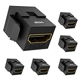 HDMI Female Keystone Coupler, VCE 6-Pack HDMI Keystone Jack Insert Gold Plated HDMI Female to Female 3D4K Mini Coupler Adapter Connector for Wall Plate-Black