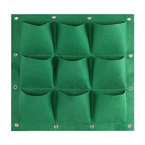 Borsa verticale per piante, 9 tasche, verticale, da appendere alla parete, da giardino, per coltivare piante (verde)