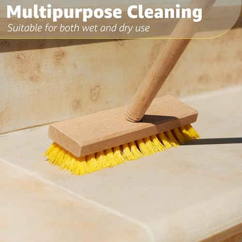 Image of Deck Scrub Brush Head 7.87 inch - Heavy Duty Concrete & Wooden Deck Scrub Brush with Hard Nylon Bristles (Pack of 2)