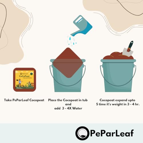 Image of PeParLeaf - Cocopeat 2kg Block (Set of 2 X 1kg) | Expands Upto 40 Liter Or 6 KG Powder | Organic Fertiliser for Home Gardening and Potted Plants | Natural Coconut Coir Fibres