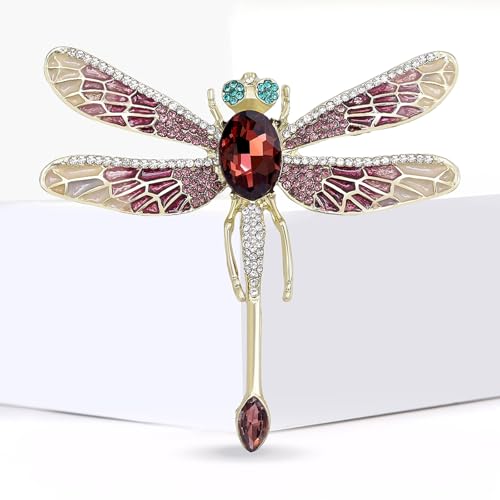 Image of Dragonfly Brooch and Pins for Women Enamel /Rhinestone Crystal Dragonfly Animals Brooches Jewelry for Mom Wife Elegant Dress Accessories Birthday Gifts