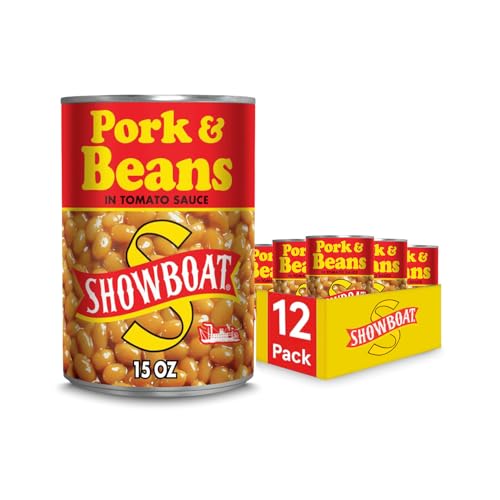 Showboat Pork and Beans in Tomato Sauce - (12 Pack) 15 oz Cans - Canned Beans with Pork - Great Side...