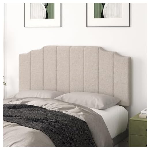 Befurtori Queen Size Headboard Only, Linen Wall Mounted Headboard Queen/Full Size for Adjustable Bed, Modern Vertical Channel Design with Curved Tufted Upholstered Head Board, Beige