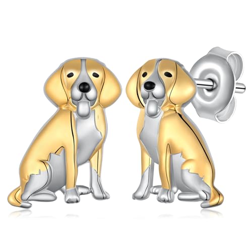 Boucles d'oreilles Beagle argent 925 anti-allergie pour oreilles sensibles