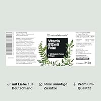 natural elements Vitamin B12 – 180 vegane Tabletten für 6 Monate – 500µg Vit B12 und 200µg Folsäure pro Tagesdosis – hochdosiert, ohne unnötige Zusätze – in Deutschland produziert & laborgeprüft – Ansicht 5