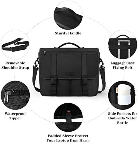 Mens Messenger Bag 15.6 Inch Waterproof Laptop Briefcase Large Satchel Shoulder Bag Office Travel Business Computer Laptop Bag Cable Organizer Bag Set 2pcs,Black 4 Mens Messenger Bag 15.6 Inch Waterproof Laptop Briefcase Large Satchel Shoulder Bag Office Travel Business Computer Laptop Bag Cable Organizer Bag Set 2pcs,Black